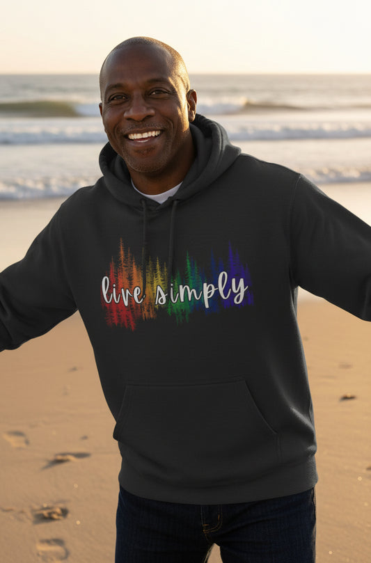 Live Simply fleece hoodie back view