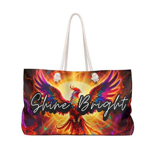 Shine Bright Phoenix & Flames Weekender Bag with Secret Hidden Message