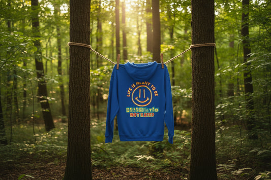 Life Was Meant to Be Celebrated, Not Hated — Three-Panel Fleece Hoodie