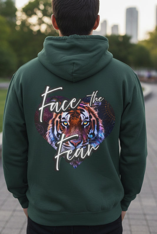 Face the Fear Tiger Heart Three-Panel Fleece Hoodie