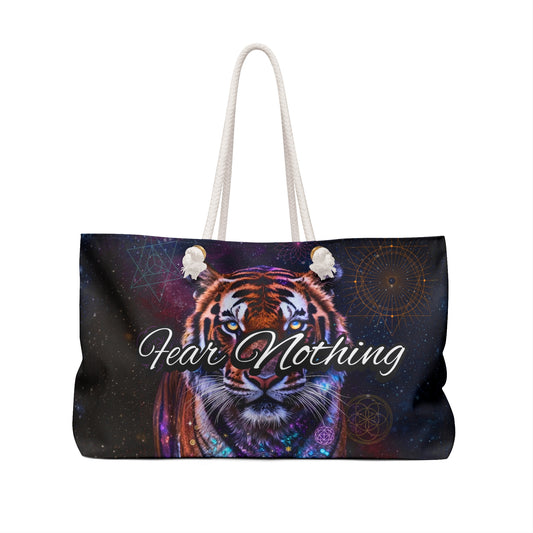 Fear Nothing Tiger Weekender Bag with Secret Hidden Message