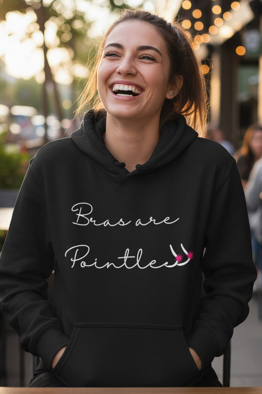 Bras Are Pointless Three-Panel Fleece Hoodie