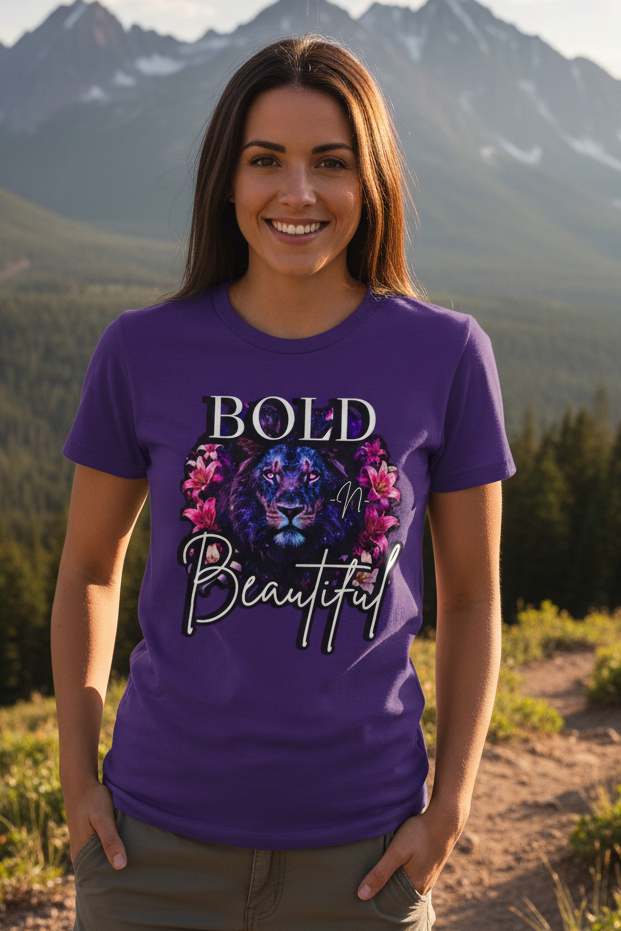 Bold N Beautiful Lion Flower Graphic Tee – Empowering Women's T-Shirt