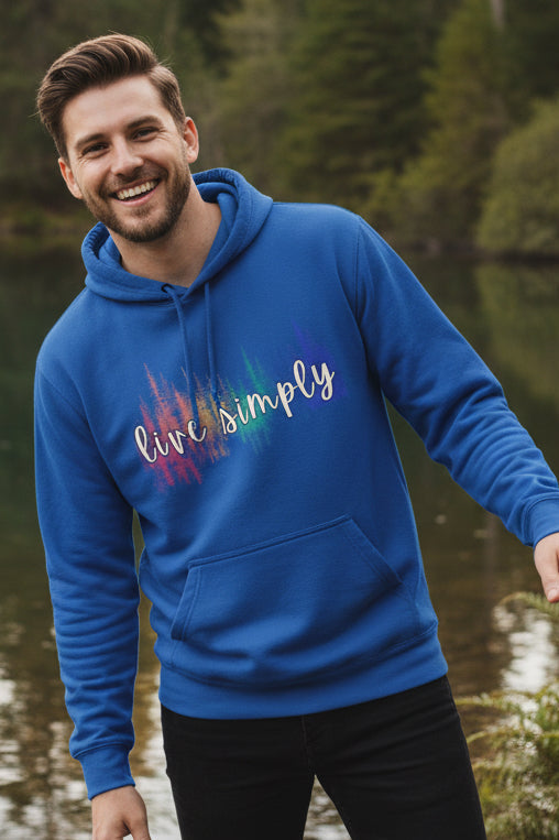 Live Simply hoodie design close-up detail