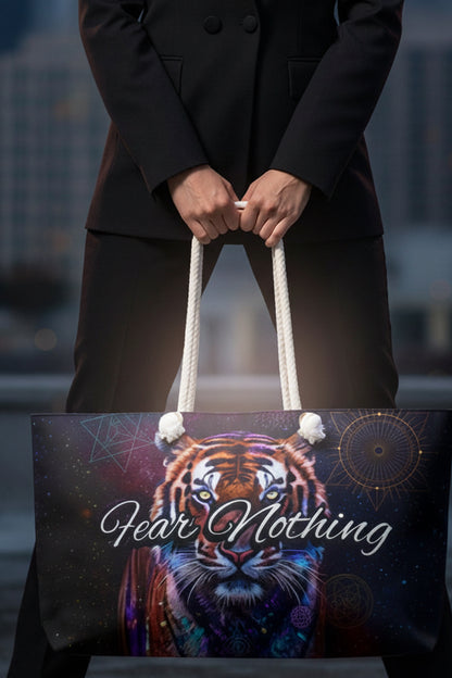 Fear Nothing Tiger Weekender Bag with Secret Hidden Message