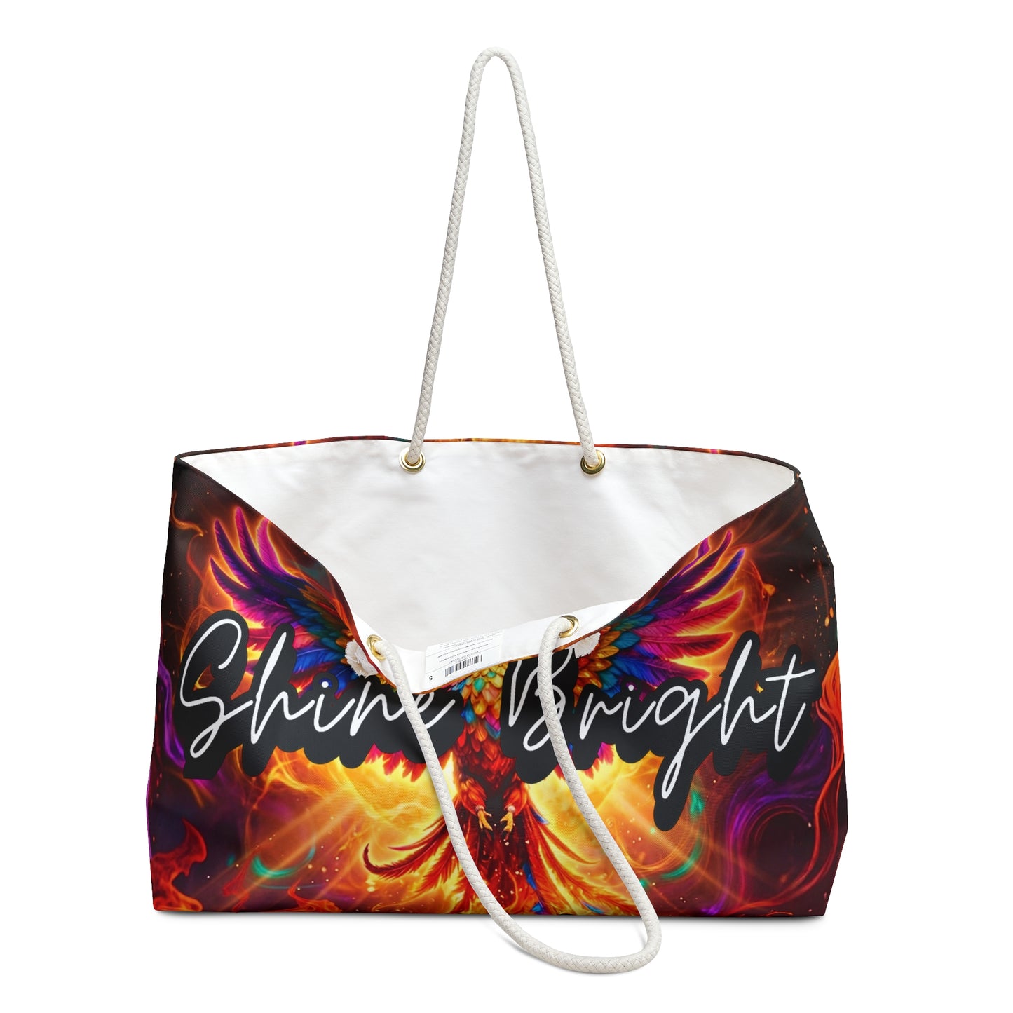Shine Bright Phoenix & Flames Weekender Bag with Secret Hidden Message