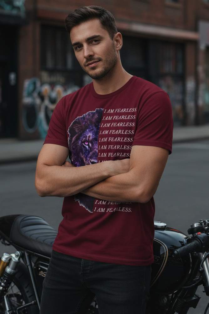 I Am Fearless Lion Head Graphic Tee – Bold Empowerment T-Shirt