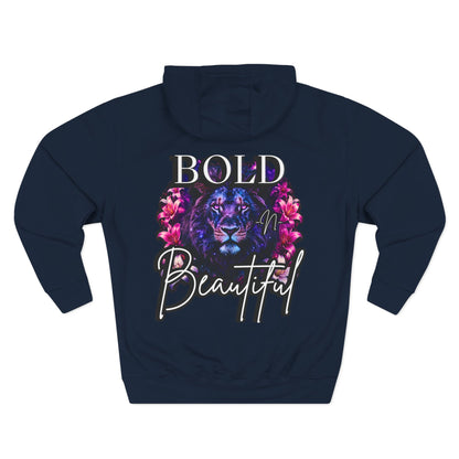Bold N Beautiful Lion Head Three-Panel Fleece Hoodie – Empowering Graphic Hoodie