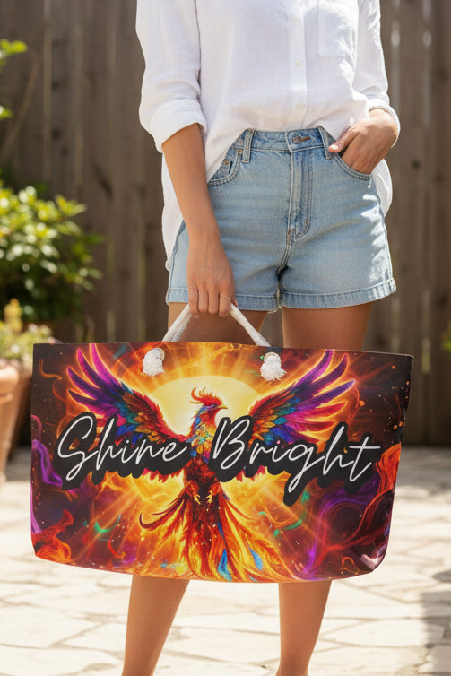 Shine Bright Phoenix & Flames Weekender Bag with Secret Hidden Message