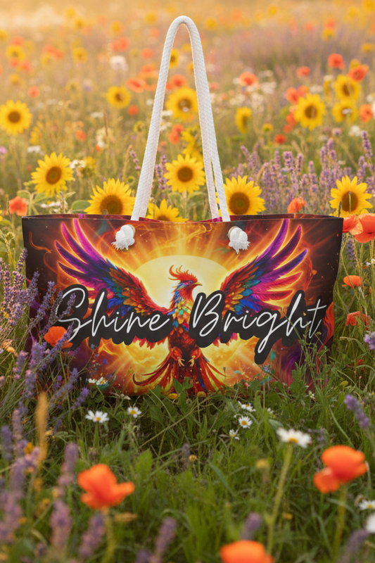 Shine Bright Phoenix & Flames Weekender Bag with Secret Hidden Message