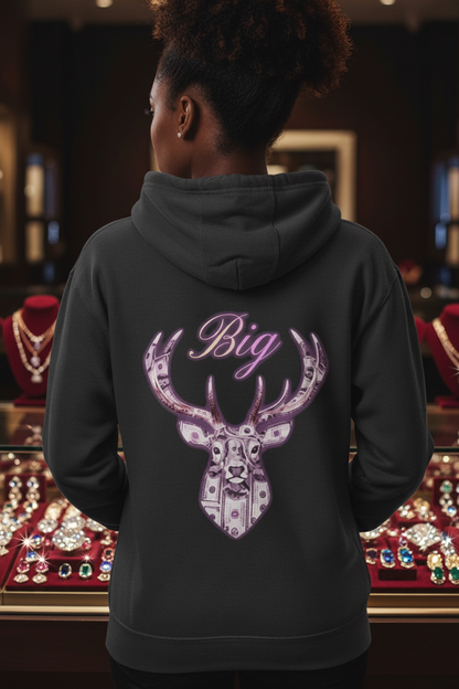 Pink Big Bucks Three-Panel Fleece Hoodie