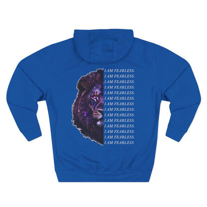 I Am Fearless Lion Three-Panel Fleece Hoodie – Bold Empowerment Hoodie
