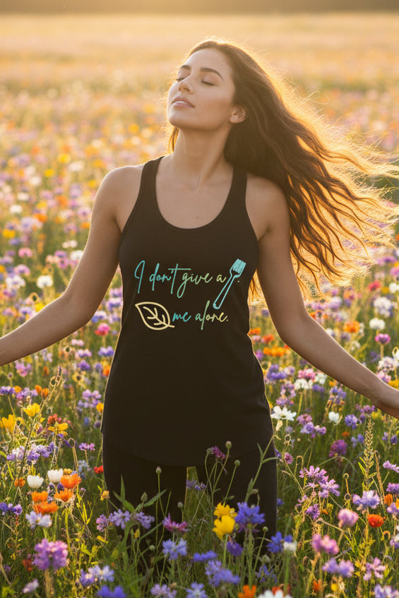 I Don't Give a Fork, Leaf Me Alone Racerback Tank – Sarcastic Graphic Tank Top