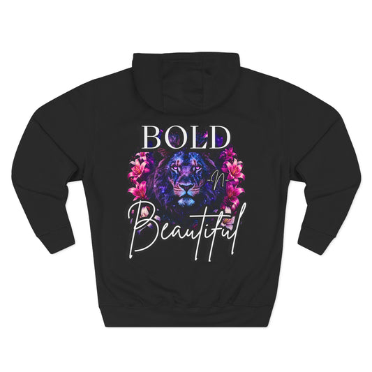 Bold N Beautiful Lion Head Three-Panel Fleece Hoodie – Empowering Graphic Hoodie