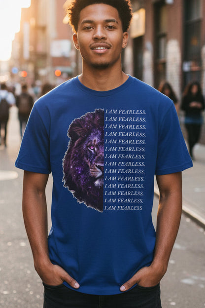 I Am Fearless Lion Head Graphic Tee – Bold Empowerment T-Shirt