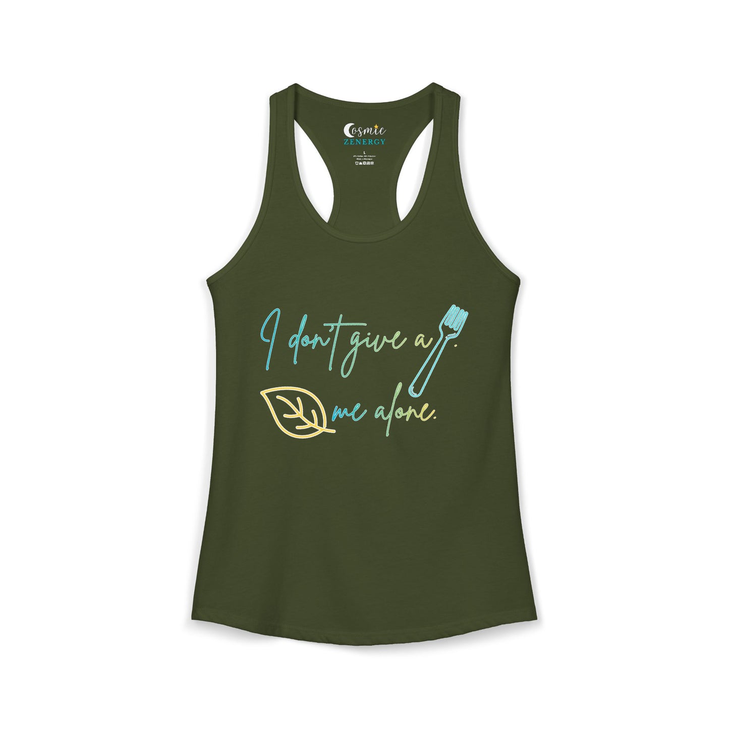 I Don't Give a Fork, Leaf Me Alone Racerback Tank – Sarcastic Graphic Tank Top