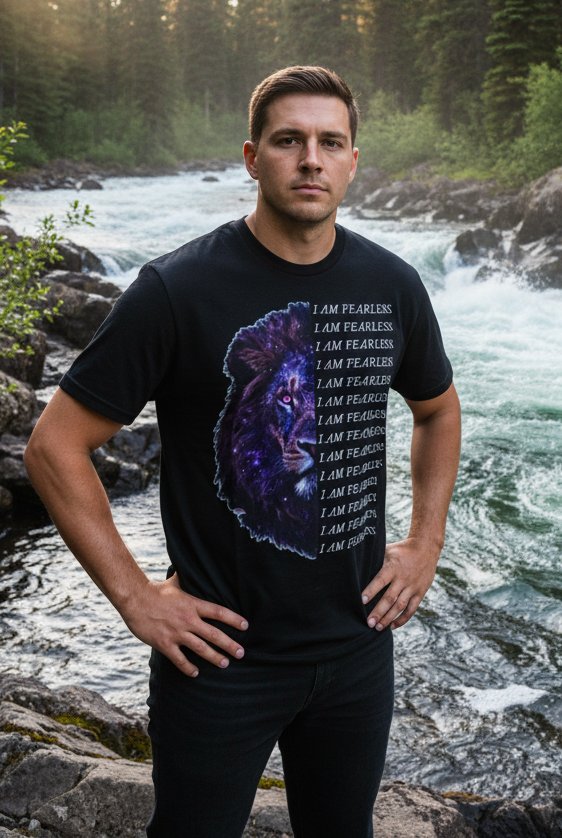 I Am Fearless Lion Head Graphic Tee – Bold Empowerment T-Shirt