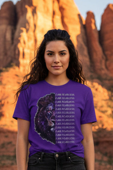 I Am Fearless Lion Head Graphic Tee – Bold Empowerment T-Shirt