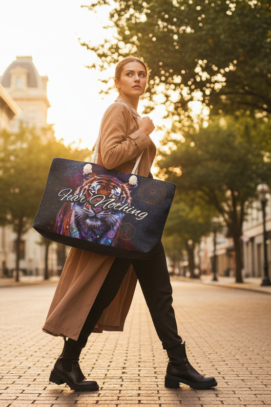 Fear Nothing Tiger Weekender Bag with Secret Hidden Message