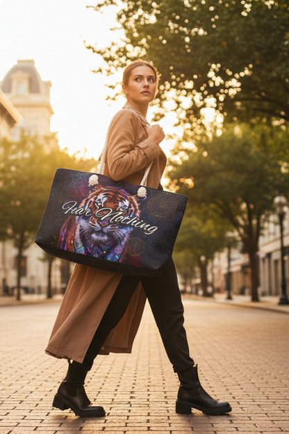 Fear Nothing Tiger Weekender Bag with Secret Hidden Message