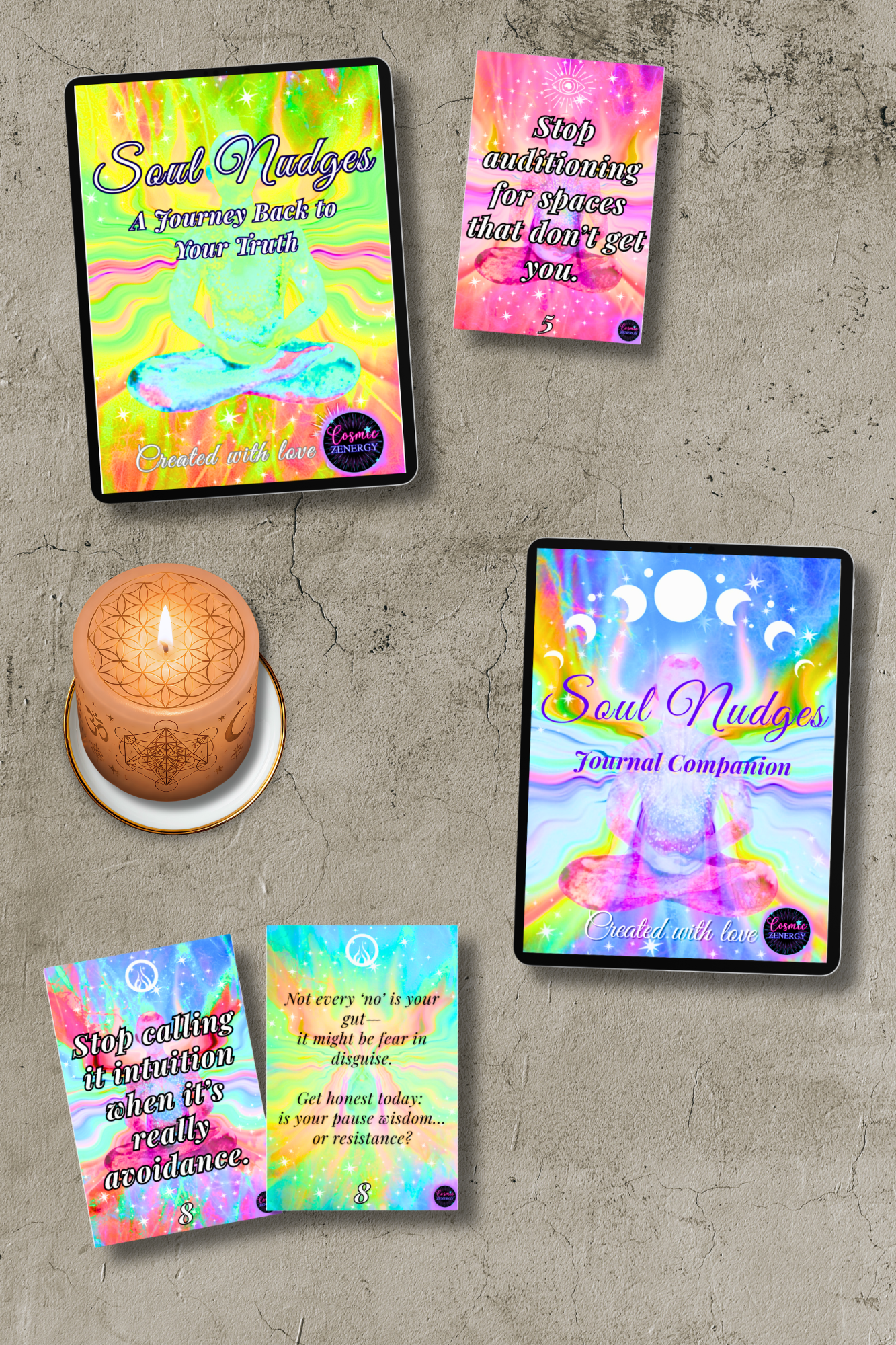 Soul Nudges Daily Ritual Oracle & Affirmation Cards - Anxiety & Self-Love Digital Deck