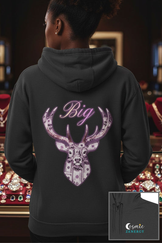 Pink Big Bucks Three-Panel Fleece Hoodie